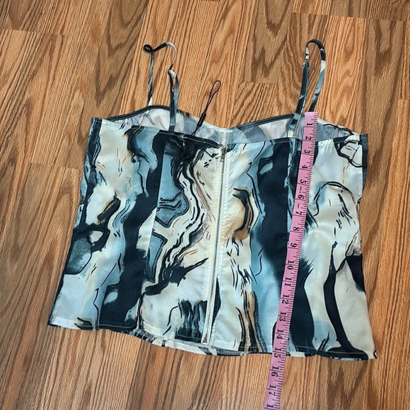 PrettyLittleThing Corset Tp and Skirt Set, cream, blue, 12 - Picture 9 of 11